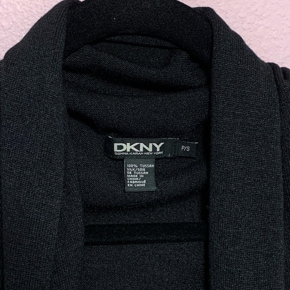 DKNY Charcoal Silk Open Front Cardigan Shawl S. V1 - Picture 4 of 8